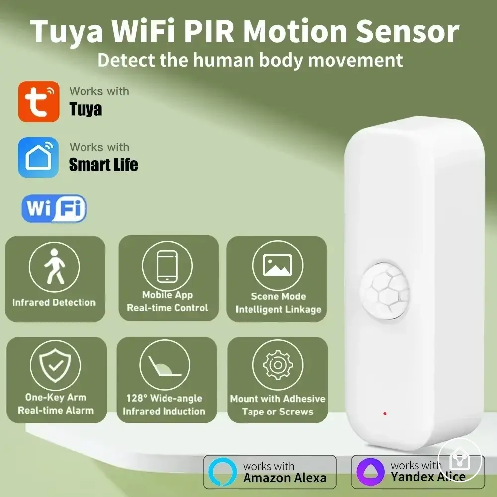 حساس حركة PIR WiFi للتحكم عبر تطبيق المنزل الذكي والأتمتة
