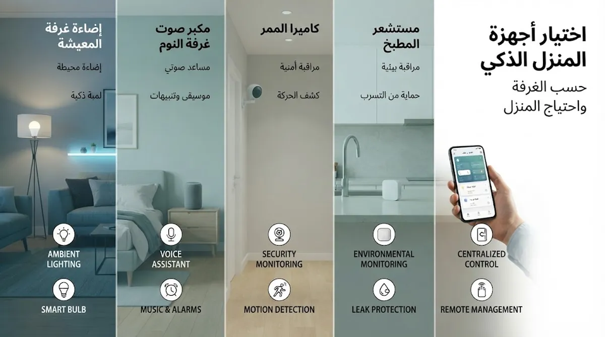 أجهزة منزل ذكي تتم مقارنتها لغرف واحتياجات منزلية مختلفة