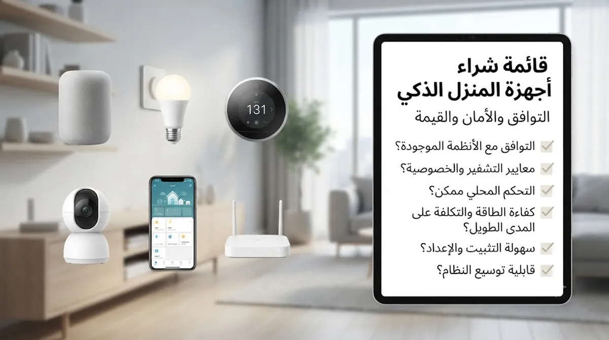 قائمة شراء أجهزة المنزل الذكي مع فحوصات التوافق والأمان والقيمة