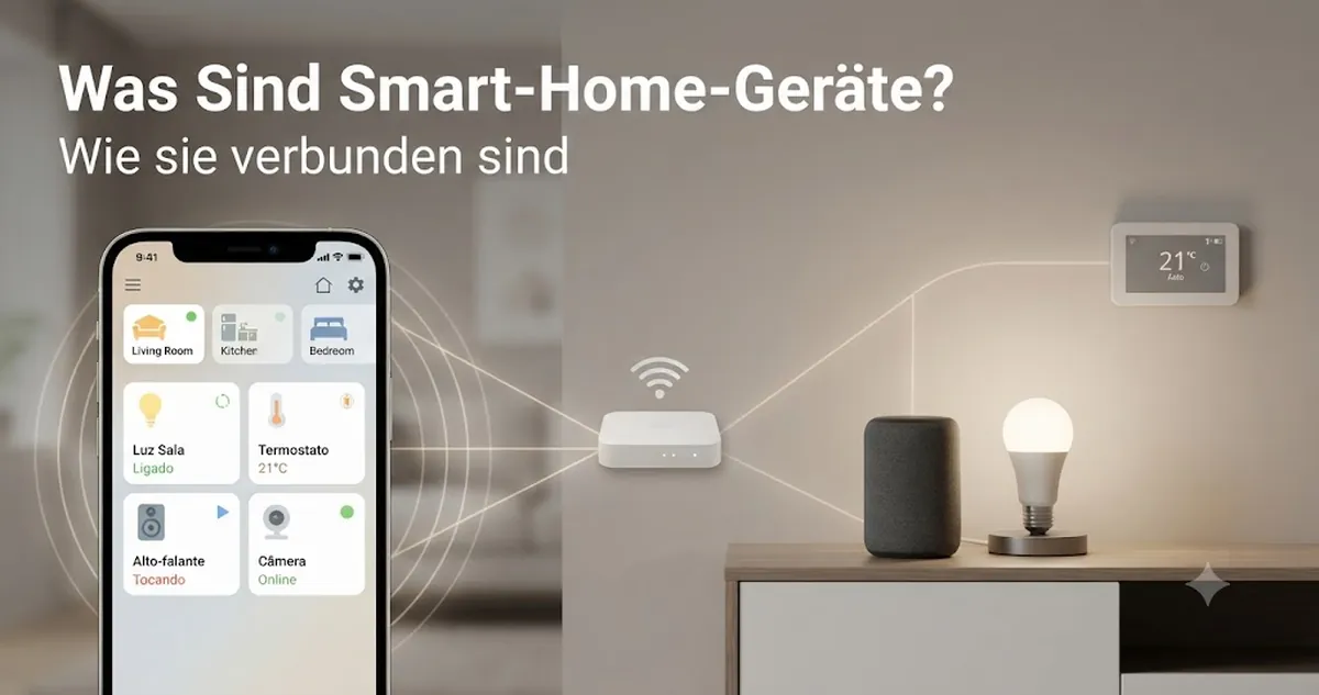 Einfache Smart-Home-Geräte, die über eine App und das Heimnetzwerk verbunden sind