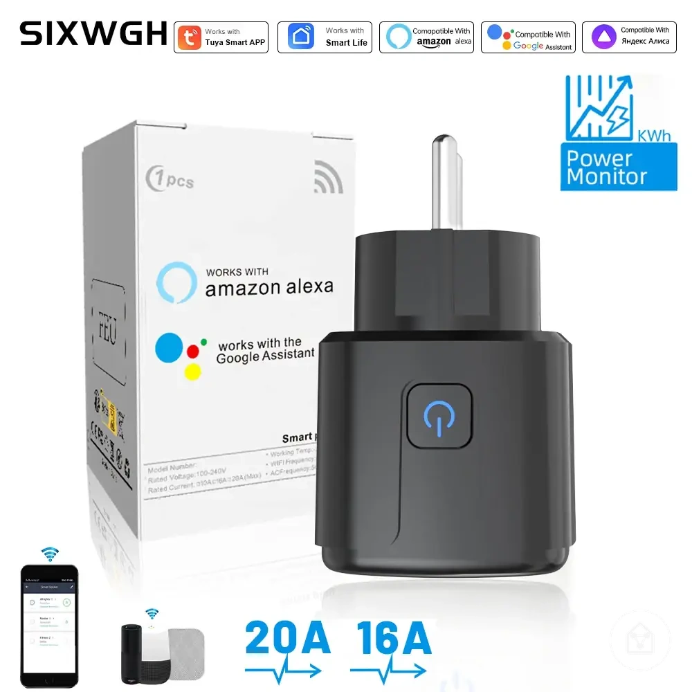 WiFi Smart-Steckdose mit Energiemessung, Zeitsteuerung und Sprachsteuerung