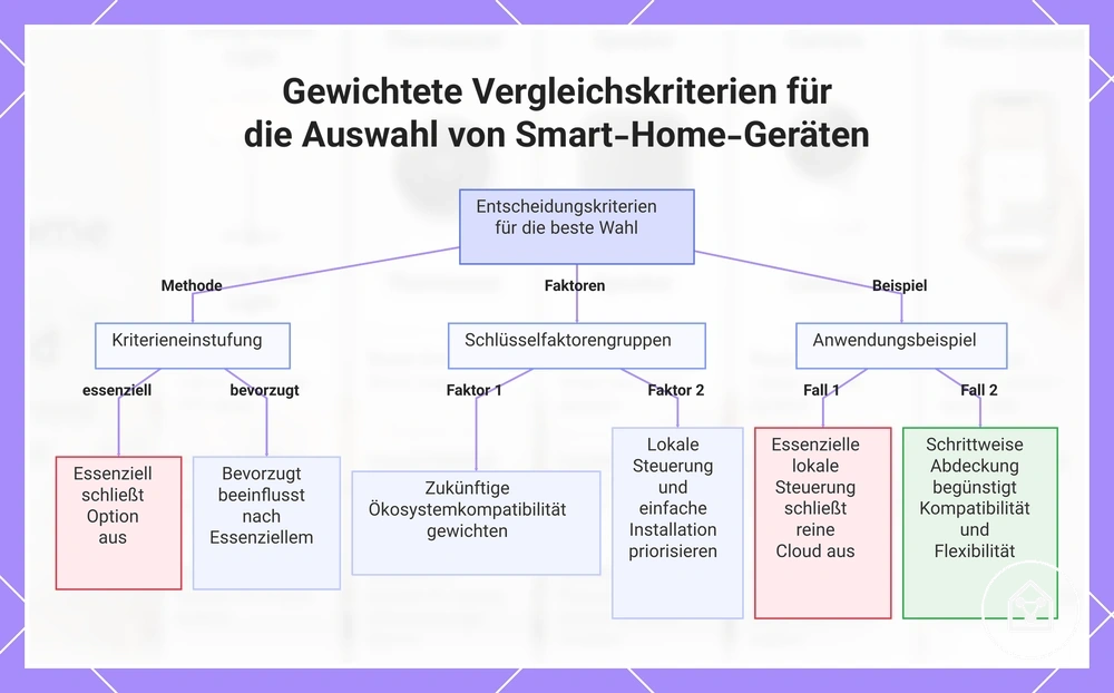Gewichtete Vergleichskriterien für die Auswahl von Smart-Home-Geräten