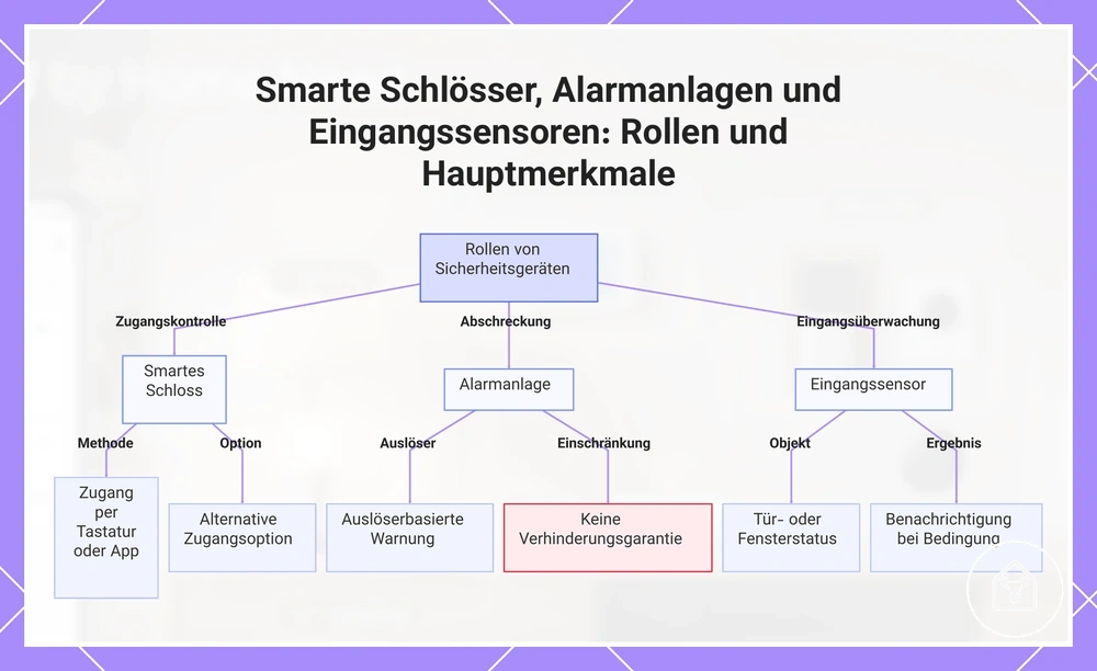 Smarte Schlösser, Alarmanlagen und Eingangssensoren: Rollen und Hauptmerkmale