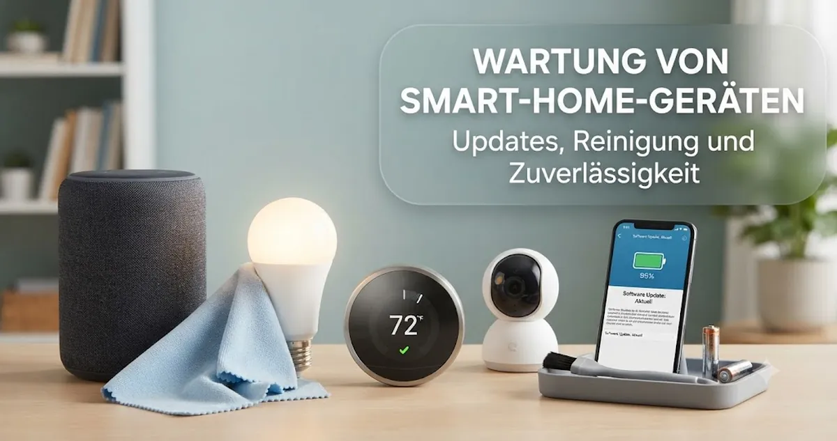 Smart-Home-Geräte bei Reinigung, Akkuprüfung und Update-Kontrolle