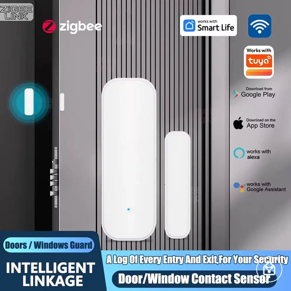 Zigbee door and window sensor for smart home security alerts
