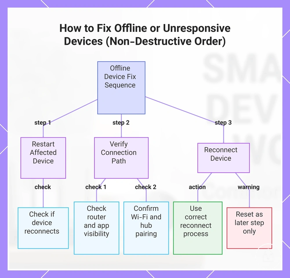 How to Fix Offline or Unresponsive Devices (Non-Destructive Order)