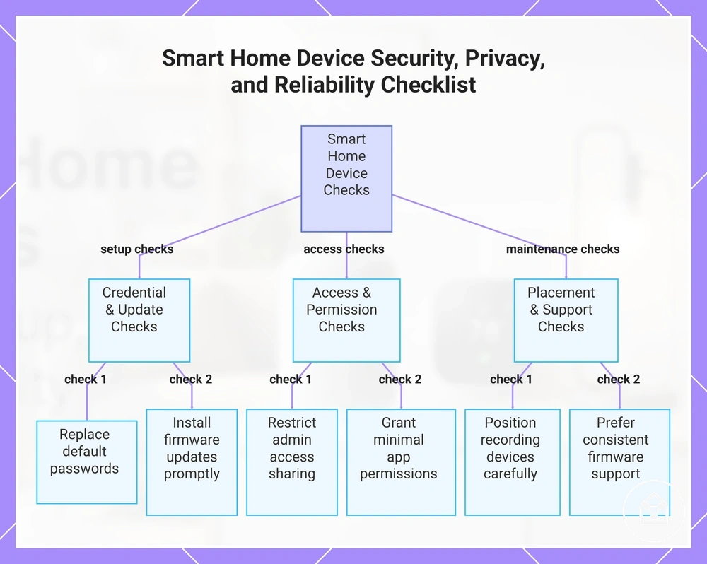 Smart Home Device Security, Privacy, and Reliability Checklist