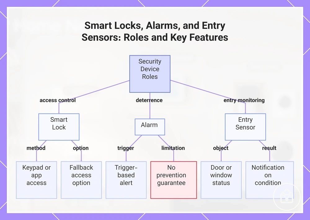 Smart Locks, Alarms, and Entry Sensors: Roles and Key Features