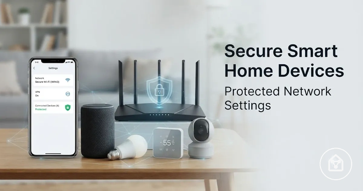 Secure smart home devices connected through protected network settings