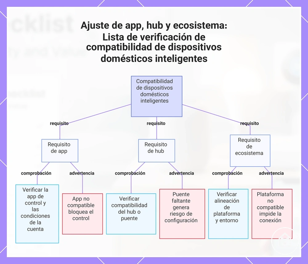 Ajuste de app, hub y ecosistema: Lista de verificación de compatibilidad de dispositivos domésticos inteligentes