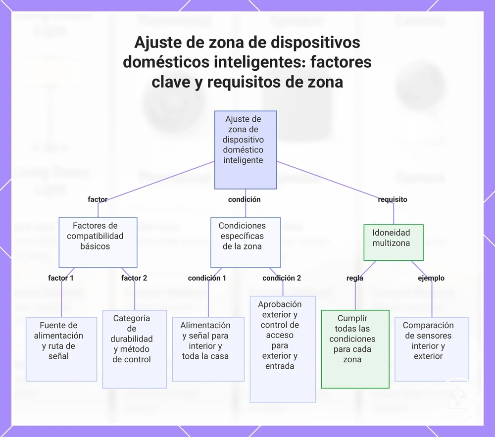 Ajuste de zona de dispositivos domésticos inteligentes: factores clave y requisitos de zona