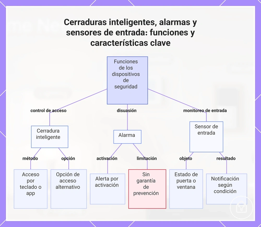 Cerraduras inteligentes, alarmas y sensores de entrada: funciones y características clave
