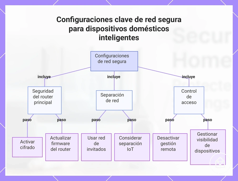 Configuraciones clave de red segura para dispositivos domésticos inteligentes