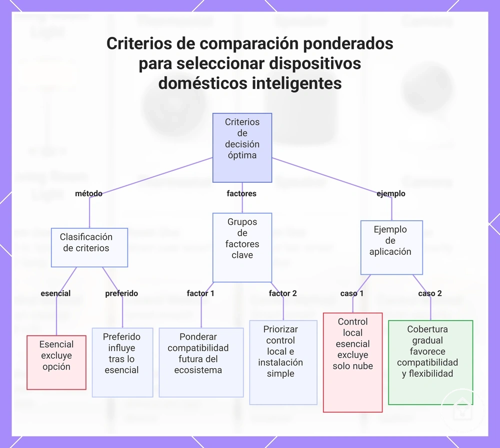 Criterios de comparación ponderados para seleccionar dispositivos domésticos inteligentes