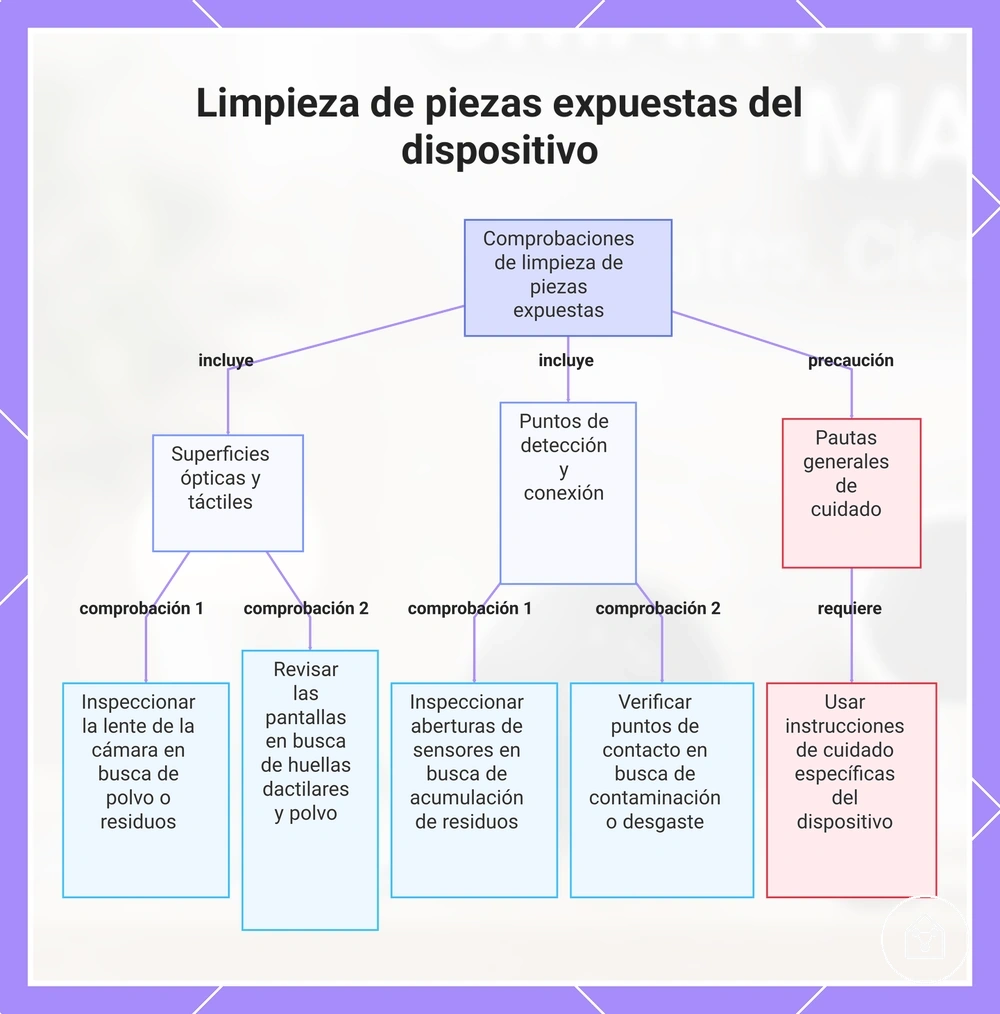Limpieza de piezas expuestas del dispositivo