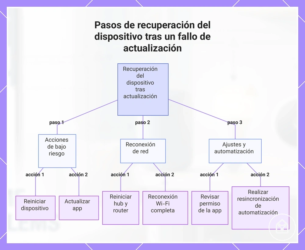 Pasos de recuperación del dispositivo tras un fallo de actualización