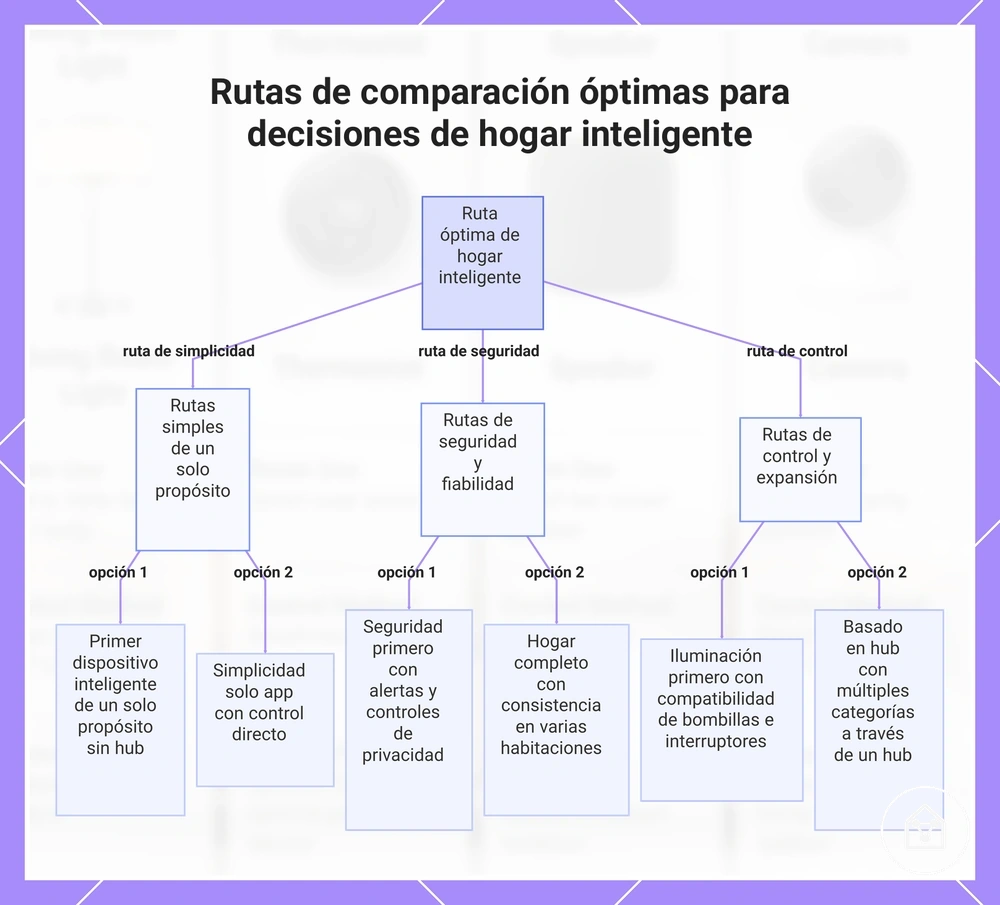 Rutas de comparación óptimas para decisiones de hogar inteligente