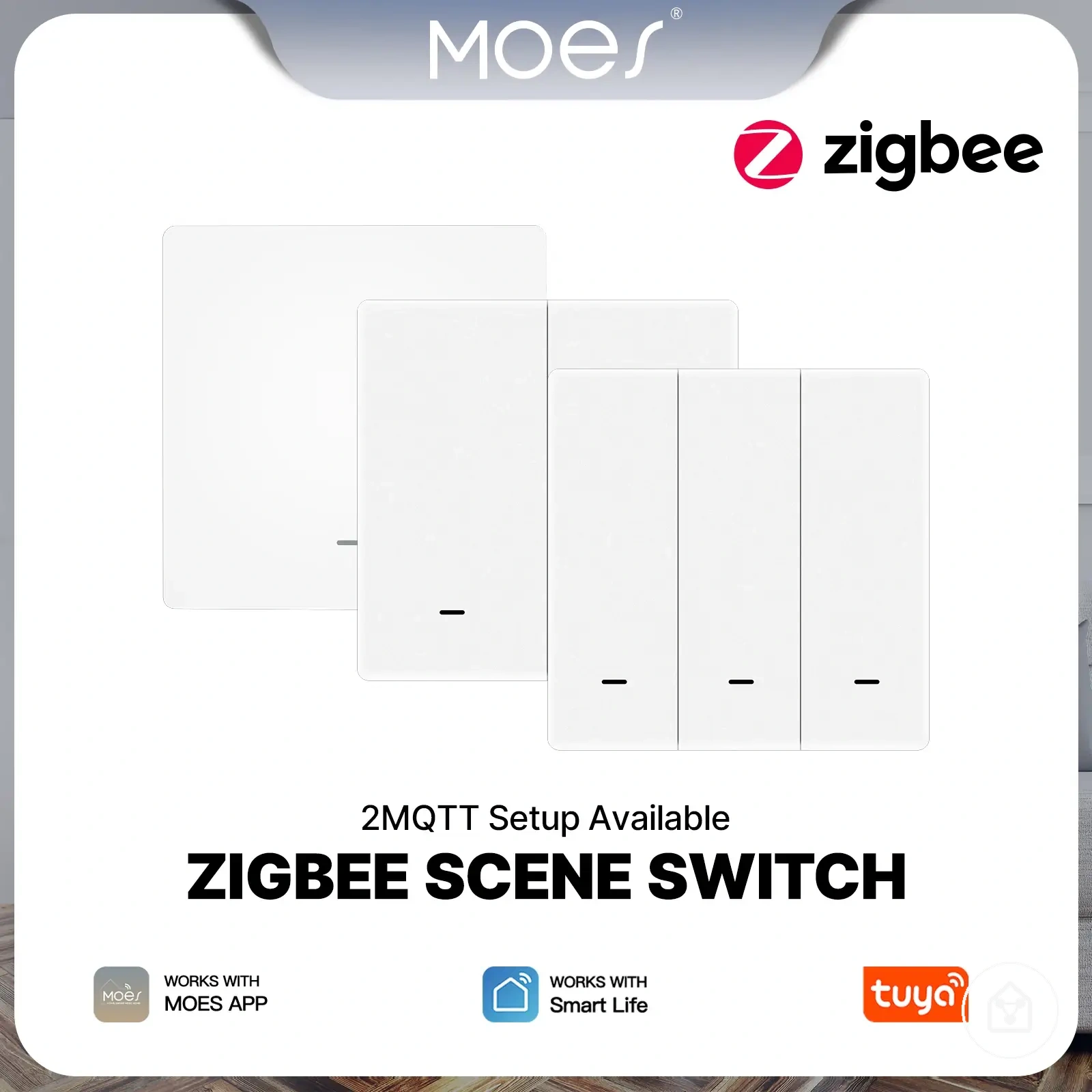 Bouton interrupteur de scène Zigbee sans fil pour routines domotiques