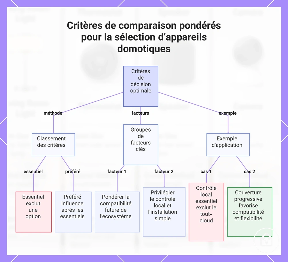 Critères de comparaison pondérés pour la sélection d’appareils domotiques