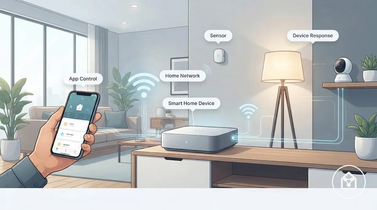 Appareil connecté pour la maison relié à une application et à un réseau domestique pour le contrôle et la surveillance
