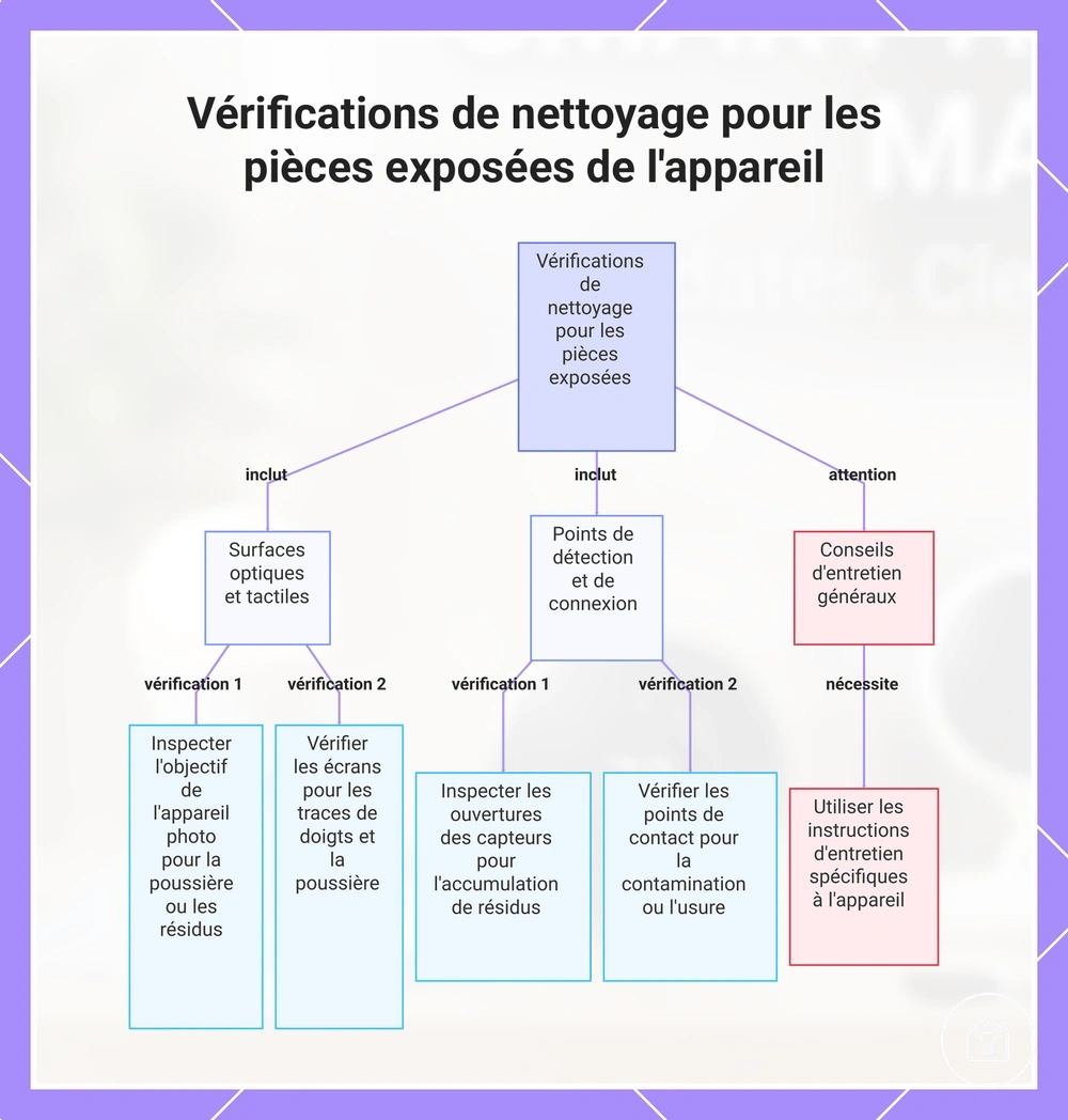 Vérifications de nettoyage pour les pièces exposées de l'appareil