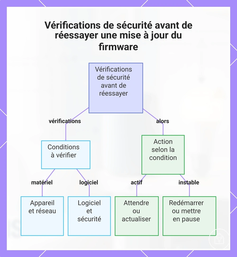 Vérifications de sécurité avant de réessayer une mise à jour du firmware