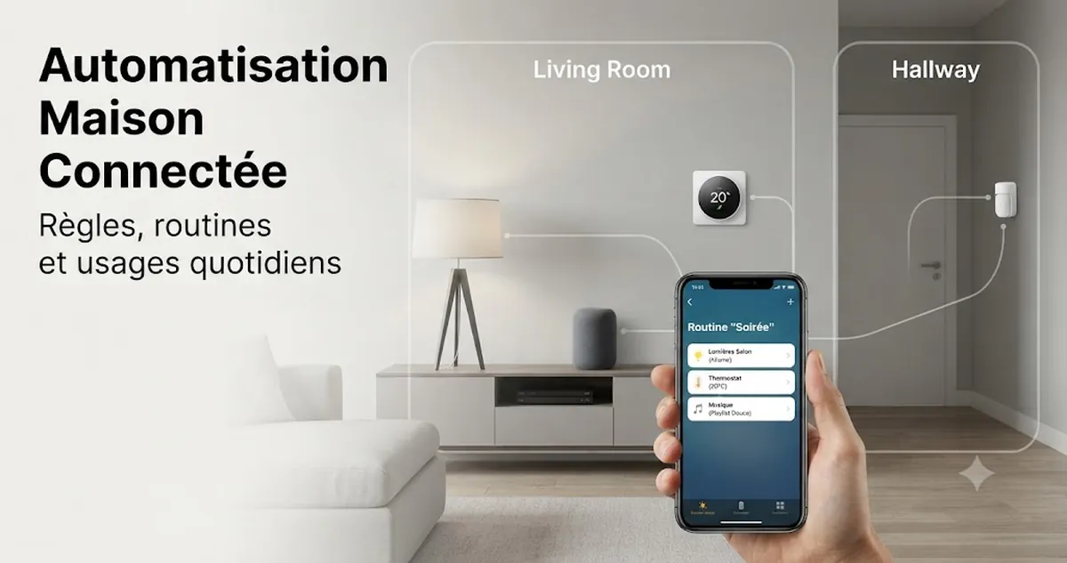 Objets connectés pilotés par des routines d’automatisation et des règles par pièce