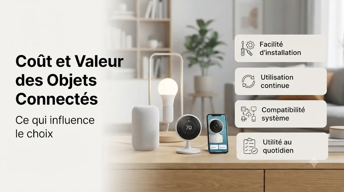 Objets connectés disposés pour comparer les facteurs de coût et de valeur