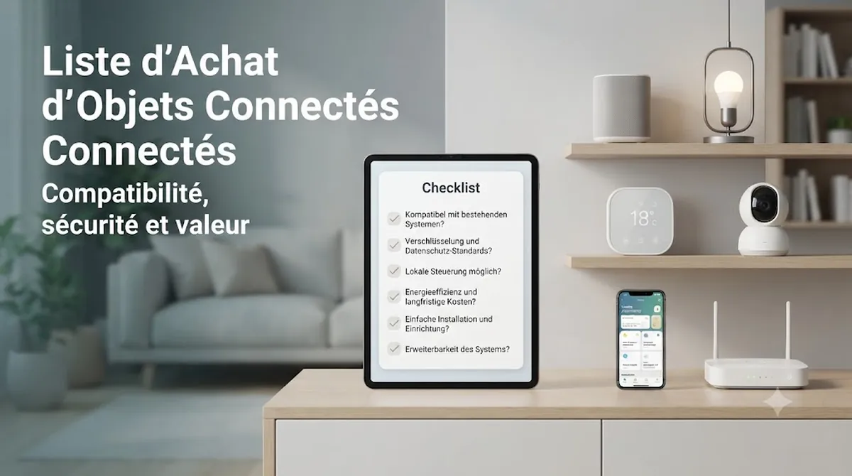 Liste d’achat d’objets connectés avec contrôles de compatibilité, de sécurité et de valeur