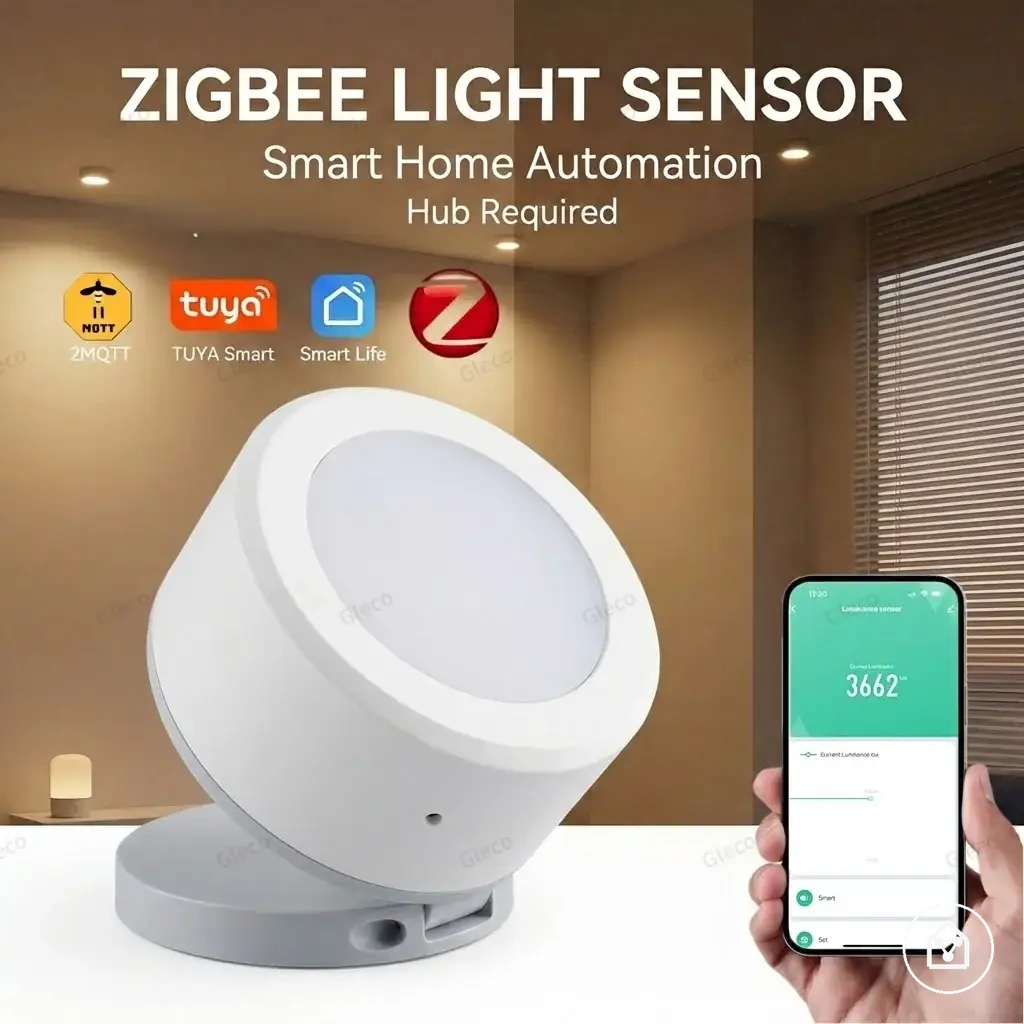 Sensor de luz Zigbee para detecção de luminância e brilho em automação residencial