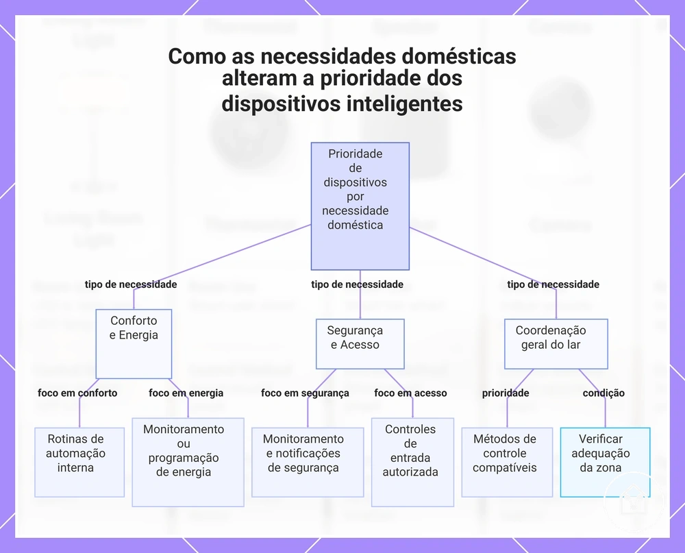 Como as necessidades domésticas alteram a prioridade dos dispositivos inteligentes