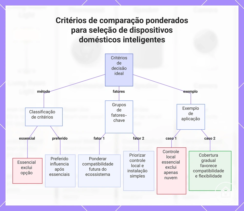 Critérios de comparação ponderados para seleção de dispositivos domésticos inteligentes