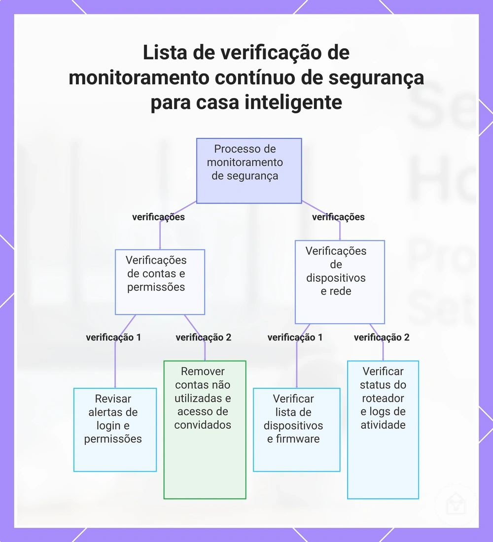 Lista de verificação de monitoramento contínuo de segurança para casa inteligente