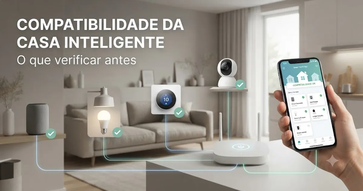 Dispositivos de casa inteligente verificados por compatibilidade com rede doméstica e aplicativo de controle