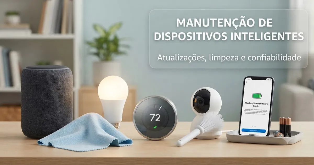 Dispositivos de casa inteligente revisados com limpeza, bateria e verificações de atualização