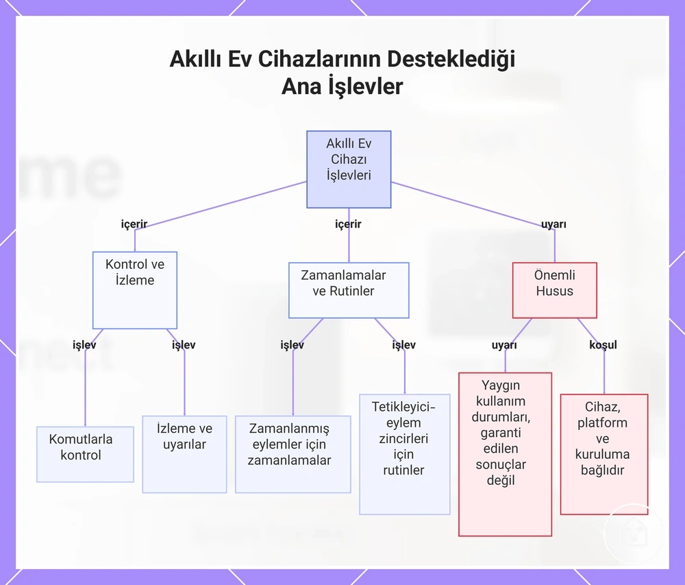 Akıllı Ev Cihazlarının Desteklediği Ana İşlevler
