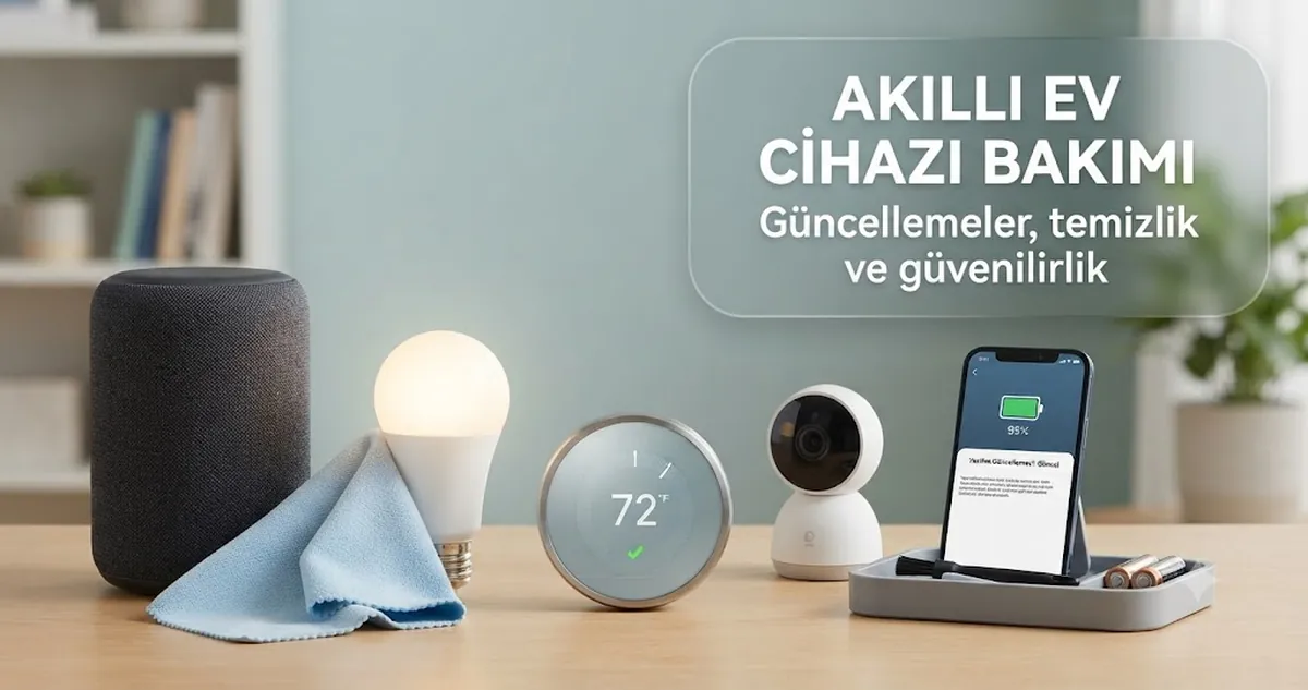 Temizlik, pil ve güncelleme kontrolleriyle bakımı yapılan akıllı ev cihazları