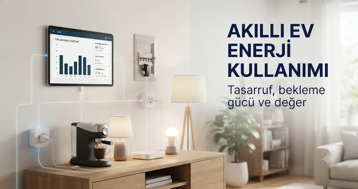Bağlı prizler ve güç izleme cihazlarıyla akıllı ev enerji kullanımı ekranı