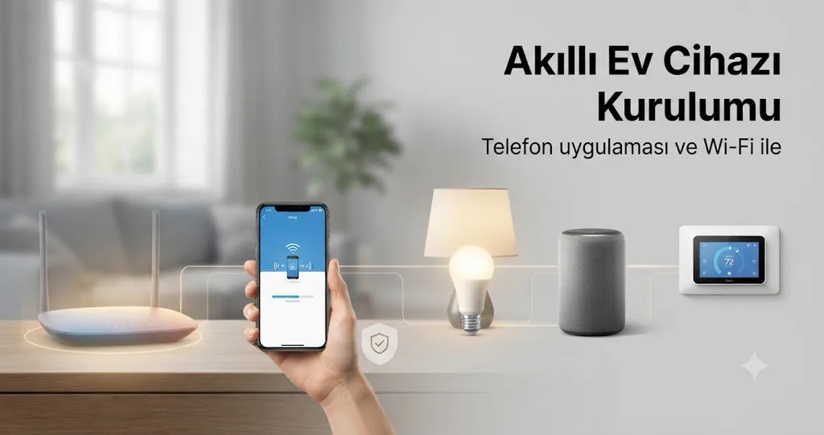Telefon uygulaması ve ev Wi-Fi ağıyla kurulumu yapılan akıllı ev cihazları