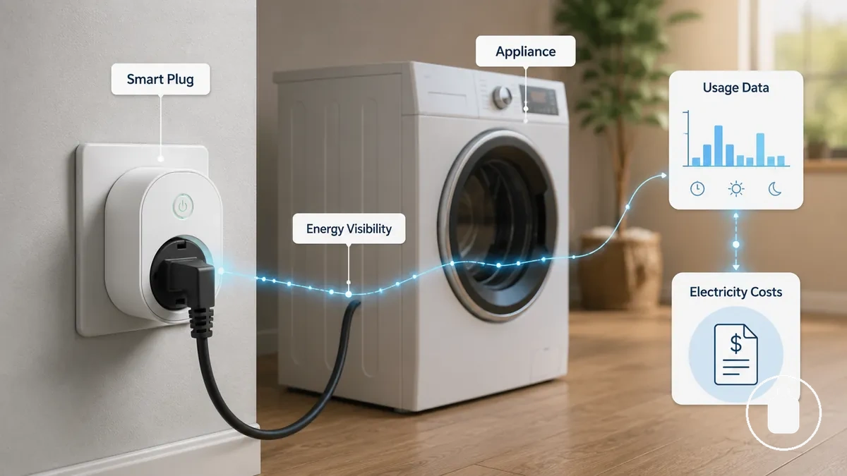 Smarte Steckdose mit Energieüberwachung misst den Stromverbrauch eines Geräts