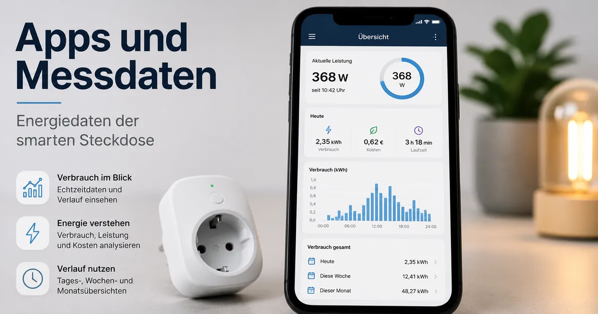 Mobile App zeigt Energiedaten einer smarten Steckdose mit Energieüberwachung