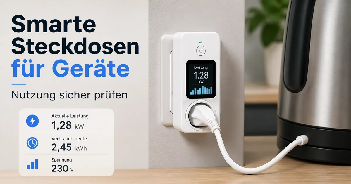 Smarte Steckdose mit Energieüberwachung misst den Stromverbrauch eines Haushaltsgeräts