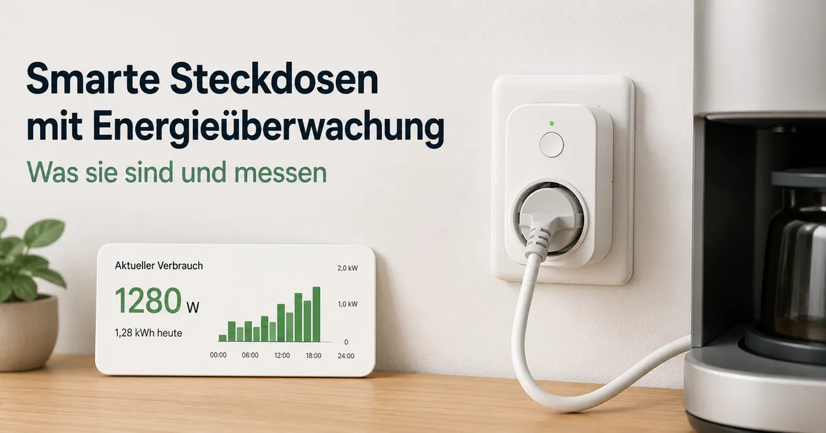 Smarte Steckdose mit Energieüberwachung misst den Stromverbrauch eines angeschlossenen Geräts