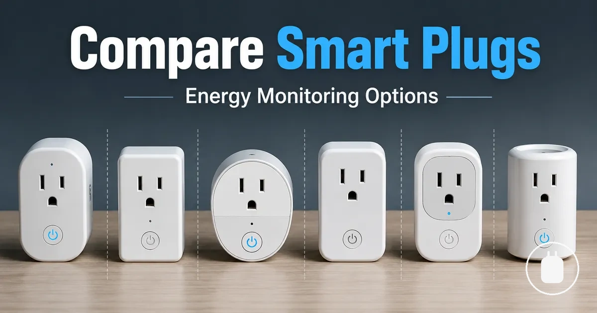 Several energy monitoring smart plugs arranged for comparison before buying