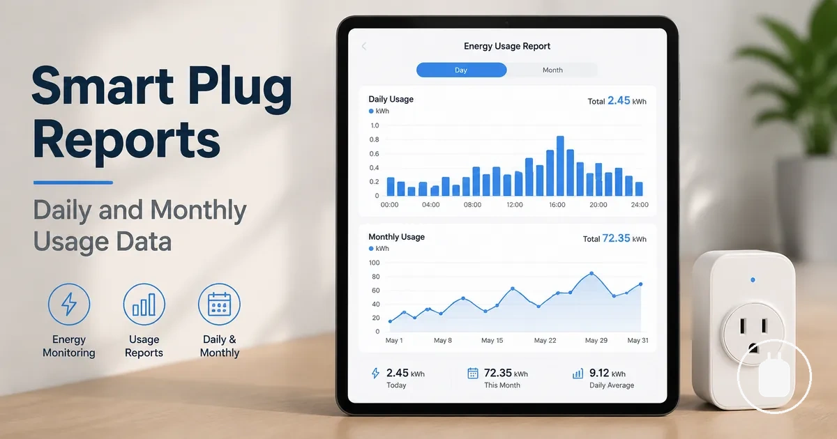 Energy monitoring smart plug report screen showing daily and monthly electricity usage