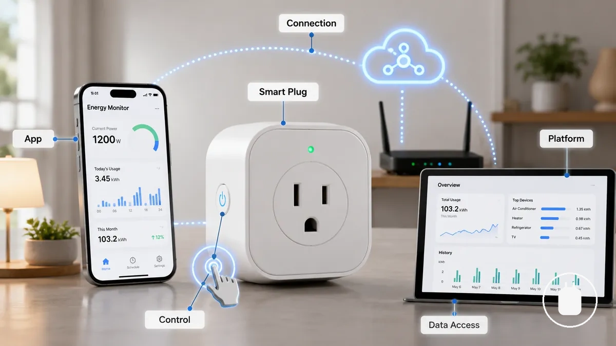 Energy monitoring smart plug with mobile app and platform compatibility