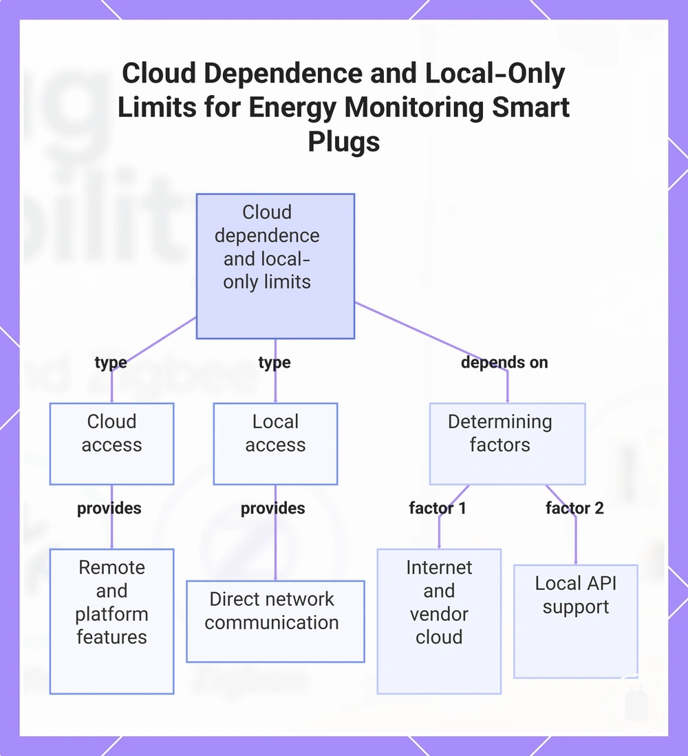 Cloud Dependence and Local-Only Limits for Energy Monitoring Smart Plugs