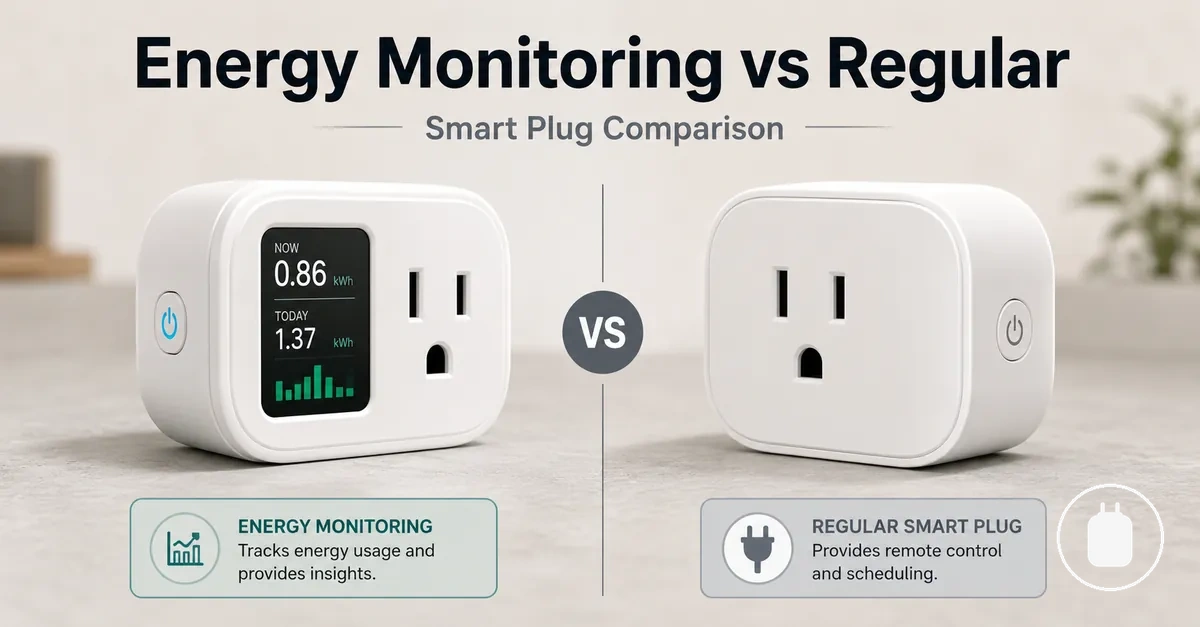 Energy monitoring smart plug compared with a regular smart plug