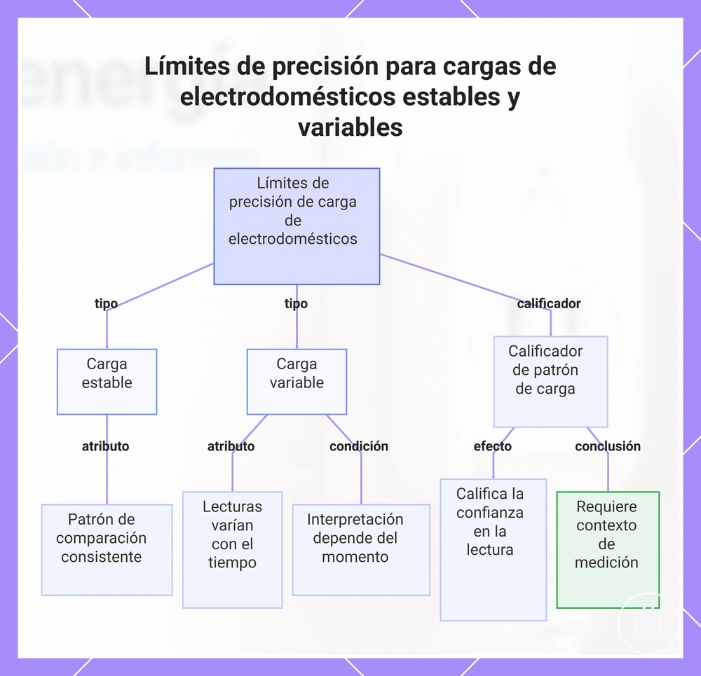 Límites de precisión para cargas de electrodomésticos estables y variables