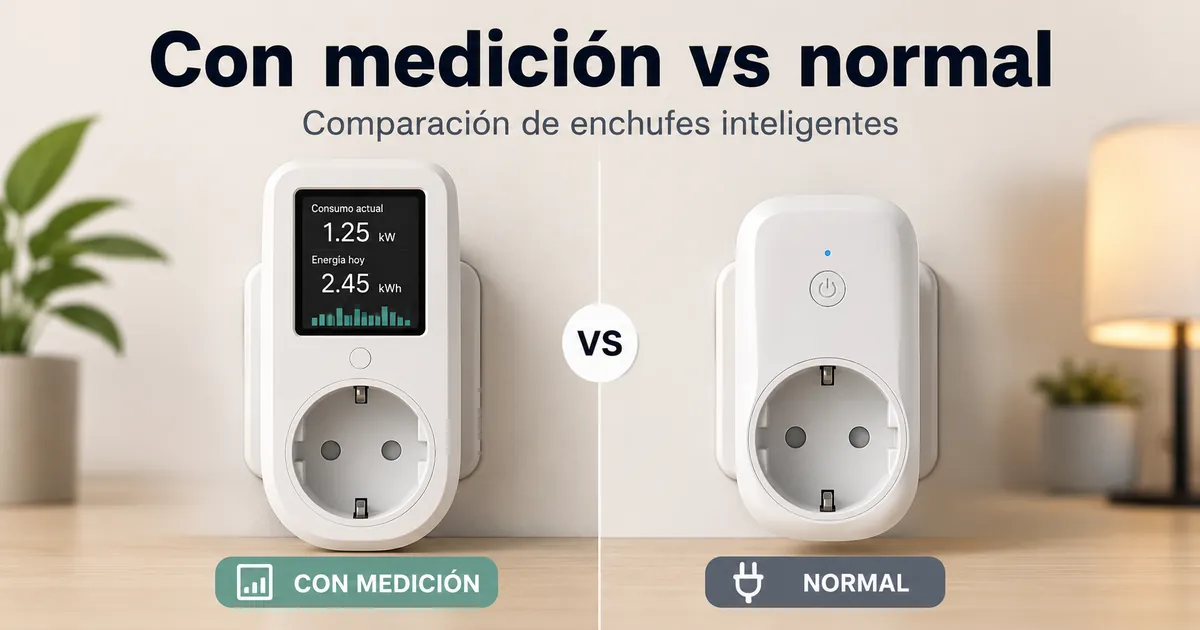 Enchufe inteligente con medición de energía comparado con un enchufe inteligente normal